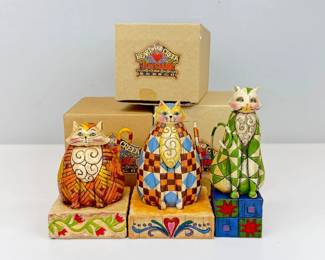 Lot 031 Three Jim Shore Heartwood Creek Cat Figurines with Boxes