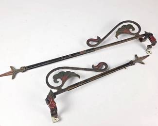 Lot 190 Cast Iron Art Deco SwingArm Curtain Rods with Ornate Floral