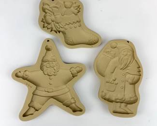 Lot 023 Three Brown Bag Cookie Art Christmas Cookie Molds Santas S