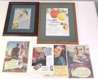 Lot 145 Vintage Cigarette Advertising Lot Lucky Strike, Old Gold, Ca
