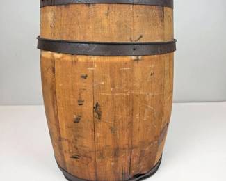 Lot 116 Vintage Wooden Stave Barrel with Metal Bands