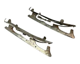 Lot 016 The Brownie Antique ClampOn Ice Skates Brown Spring Ice S