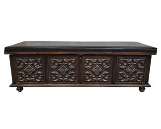 Lot 202 Lane Sweetheart Chest Carved Wood Storage Bench with Upholst