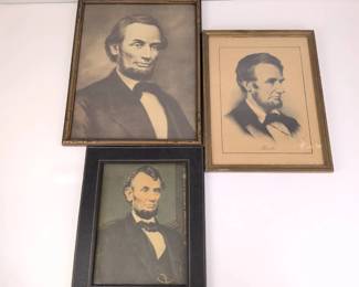 Lot 105 Three Vintage Framed Abraham Lincoln Portrait Prints