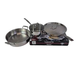 Lot 100 Stainless Steel Pans by Calphalon, Cuisinart Tfal