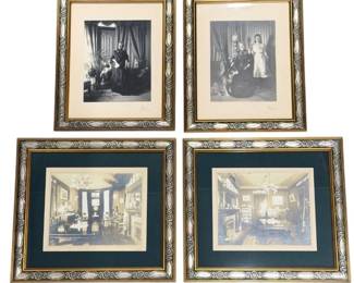 Lot 141 Four Framed VintageStyle Portrait Interior Prints