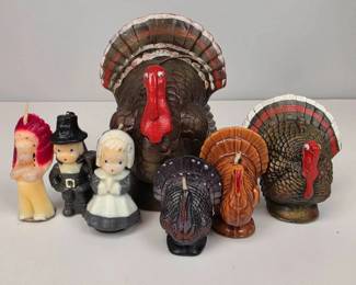 Lot 182 Vintage Thanksgiving Pilgrim, Native American Turkey Chara