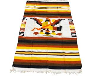 Lot 003 Vintage Handwoven Mexican Saltillo Serape Blanket Rug Wall T