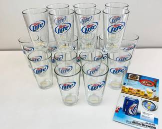 Lot 178 24 Miller Lite Activator Pint Glasses and Inflatable Floatin