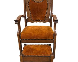 Lot 199 VintageAntique Wooden Armchair with Upholstered Velvet Seat