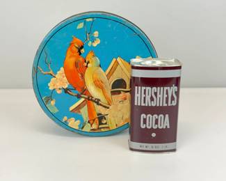 Lot 131 Vintage Cardinal Bird Tin Hersheys Cocoa Tin