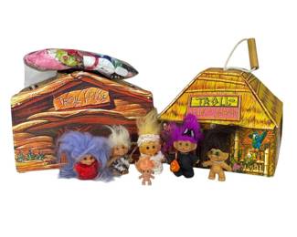 Lot 211 Six Troll Dolls with Troll House, Surf Shed Clothing Acces