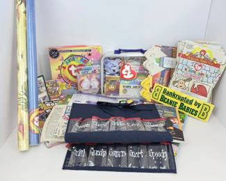 Lot 056 Beanie Babies Merchandise, Magazines, Wrapping, Stickers, Ha