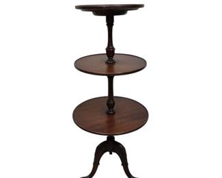 Lot 201 ThreeTier Wood Whatnot Stand with Carved Tripod Base