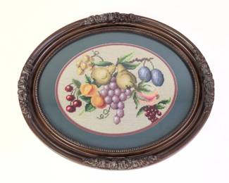 Lot 138 Oval Framed Fruit Still Life Needlework