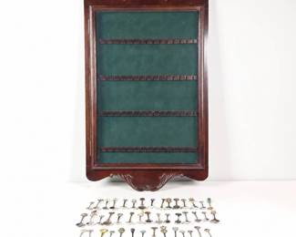 Lot 088 Vintage Wooden Display Case with Green Felt Backing and Coll