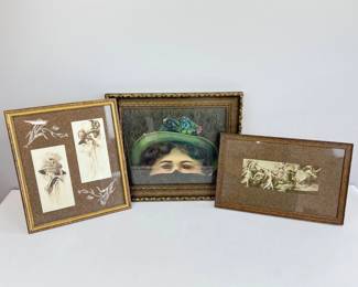 Lot 140 Three Vintage Framed Prints Decorative Paper Collages