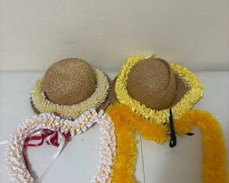 ARS169 - Two Woven Hats And 4 Lei’s