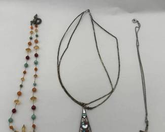 ARS116 - 3 Semi-Precious Stone and Silver Necklaces
