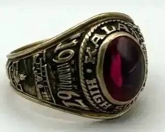 ARS107 - 10K Gold with Ruby Kalani High School Class Ring