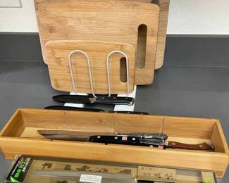 ARS191 - 3 Cutting Boards With Organizer, Specialty Knives, & Utility Tray