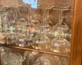 West Virginia Glass Optic Iridescent Cup Set All in excellent condition.