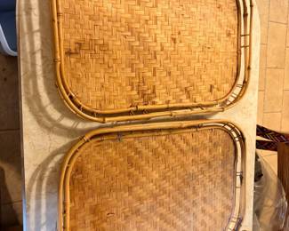 Vintage Rattan/Bamboo Woven Serving Trays **8 available 13” x 19”