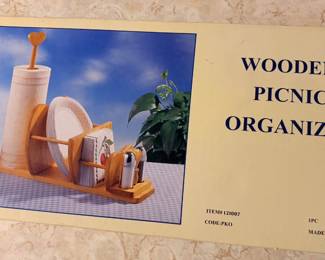 Vintage Wooden Picnic Organizer New in UNOPENED box