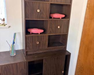 Storage Shelving Has some imperfections from use. Bottom shelf measures 30” x 16” x 29” tall Top shelf measures 30” across x 9 1/2” deep x 42” tall Must be able to move and load yourself