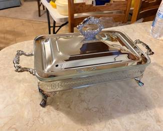 Silver Buffet Server with Glass Insert Good condition