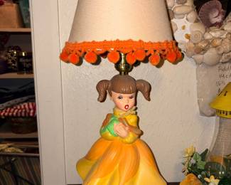 Vintage Ceramic Doll Lamp Great condition. 20” tall 