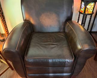 Brown leather recliner 