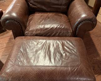 Brown leather chair/ottoman 