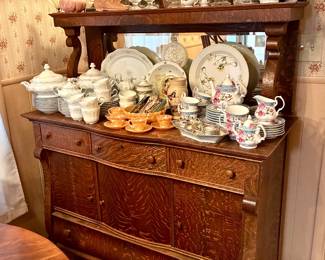 Turn of the century c. 1895-1910 American Empire Revival Tiger Oak Sideboard