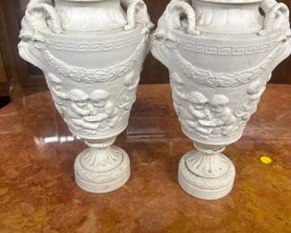 Good pair French white bisque vases