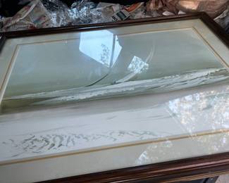 Les Lambson pencil signed lithograph, "Racing Home", well-framed