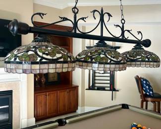 Stained glass billiard light fixture