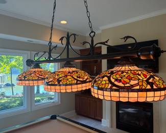 Stained glass billiard light fixture