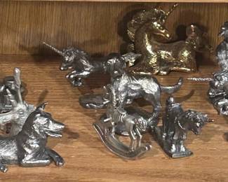 d Metal Figurines Dogs, Unicorns, Hats