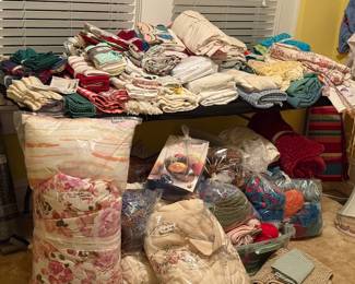 Linens. Many vintage. This is only a small sampling.