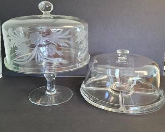 180 glasscakeplatewithfloraletchingand