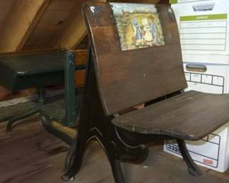 075 antiqueschooldeskswithcastironbase