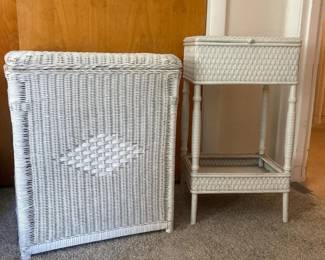 217 whitewickerhamperandsidetable