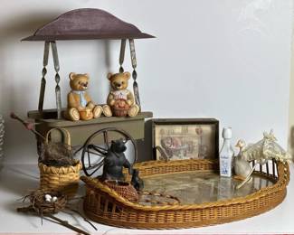 116 homecobearfigurineswithcartandasso