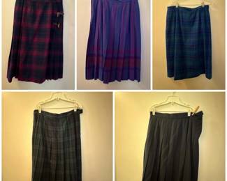 230 fivewoolplaidandsolidpleatedskirts