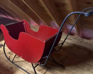 009 antiqueredwoodandironsled