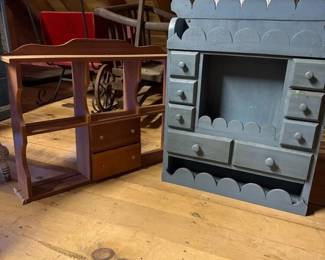 068 antiquebluepaintedcabinetwithdrawer