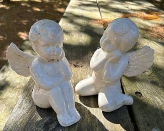 274 pairofwhiteglazedceramiccherubfigu