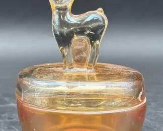 Vintage Jeannette Glass Co. Fawn Powder Jar