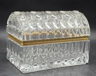 Vintage BaccaratStyle Crystal Domed Jewelry Casket Box